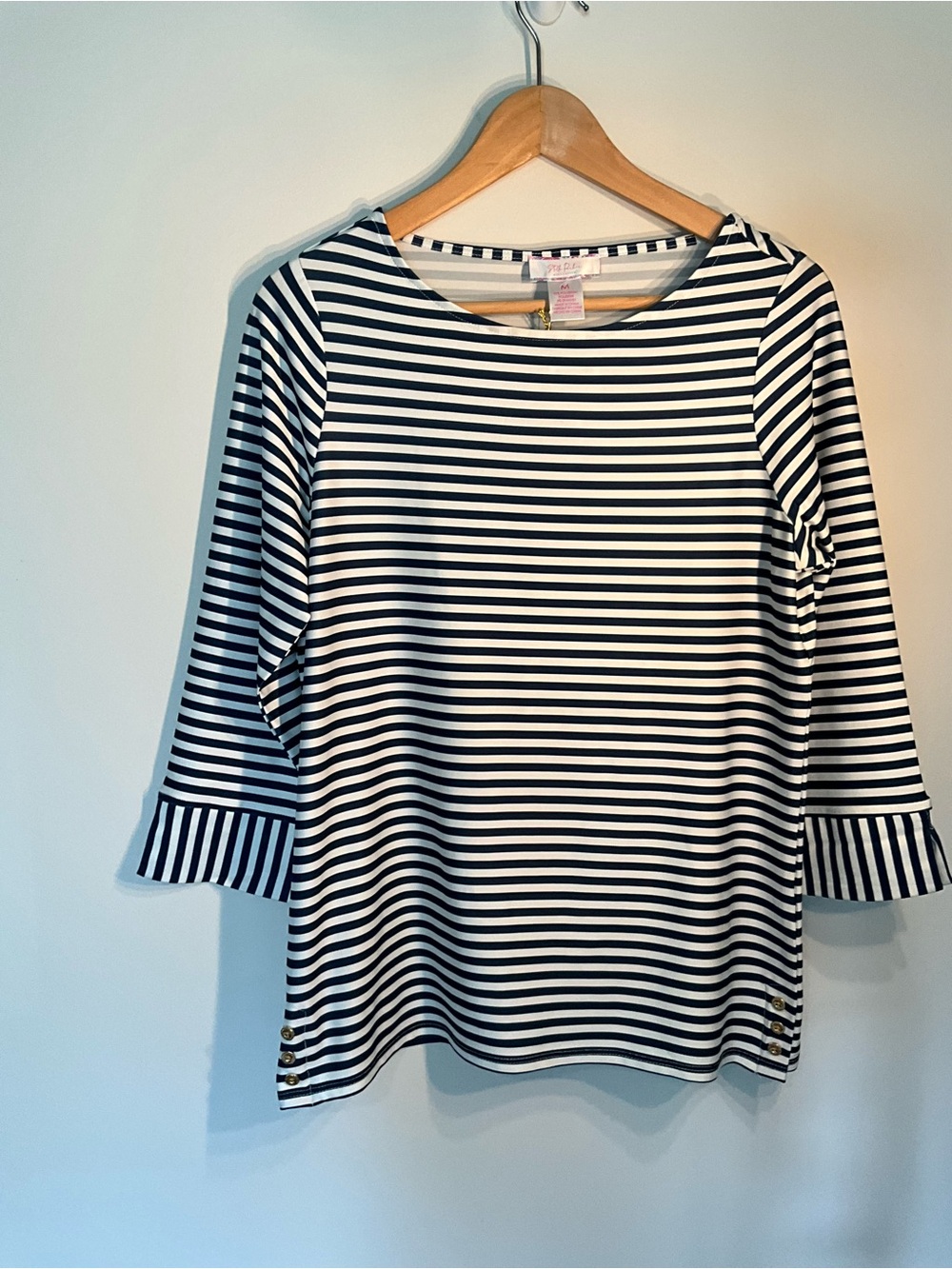 Striped Navy and White Long Sleeve Boatneck Top